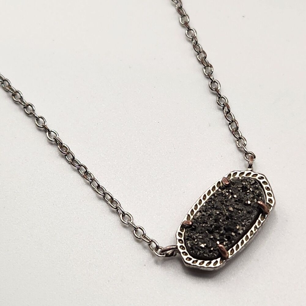Kendra Scott Elisa Pendant Silver Tone Necklace in Platinum Drusy #10
